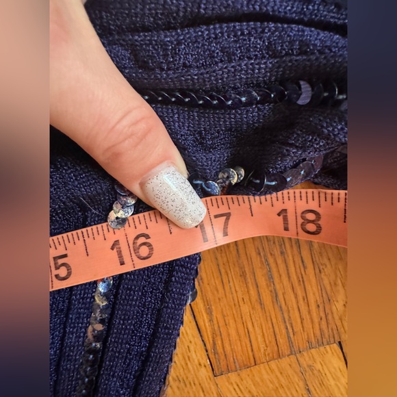 70s Vintage Perullo for Fred Perlberg Navy Blue Knit Maxi w Sequin Details Sz Xs - Picture 6 of 10